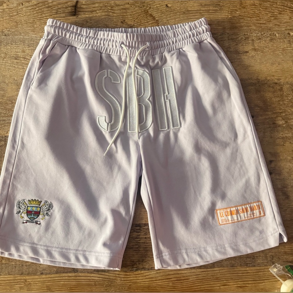NWT Le Corner St. Barth Men's Lavender Athletic Shorts with Drawstring Size L